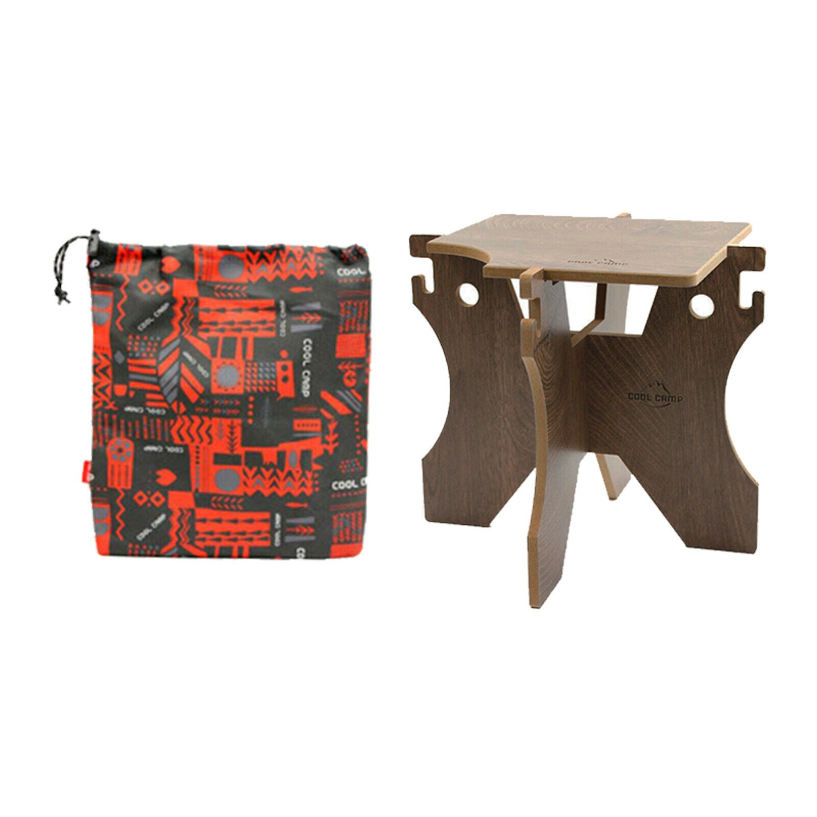 Camping Water Bucket Stand Wooden Holder Shelf Picnic Grill Folding Stool