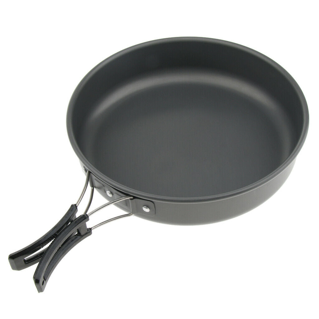 Portable Frying Pan Outdoor Camping Picnic Pot Cookware with Folding Handle
