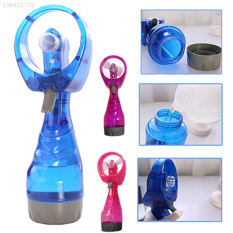 New Portable Travel Handheld Battery Operated Water Spray Cool Mist Fan Bottle
