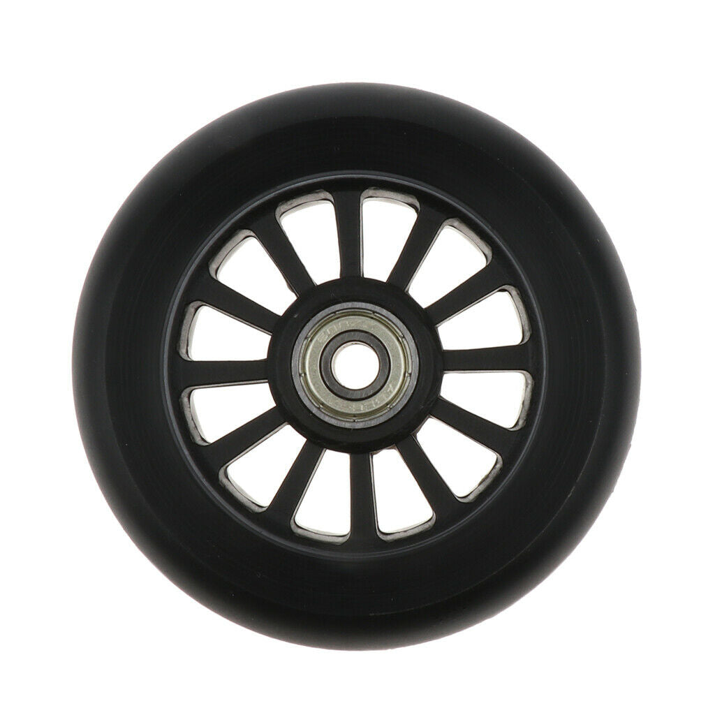 2pcs PU 100mm Scooter Wheels High Elasticity Skates Wheel Replacement Black