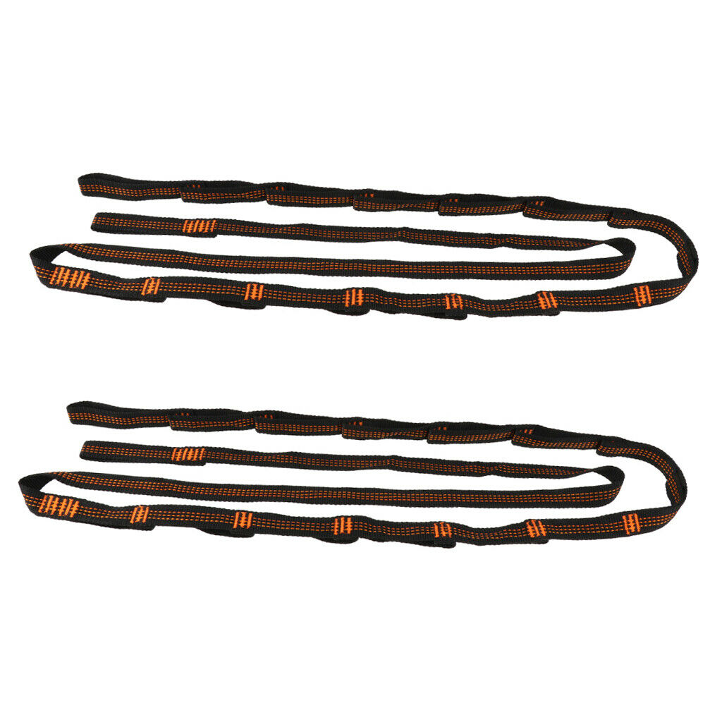 2pcs Adjustable Tree Hanging Hammock Nylon Strap Rope 280cm Camping Orange
