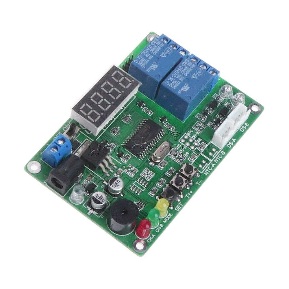 -45℃~125℃ 5-24V 2-CH Digital Temperature Difference Controller Relay & 2 Sensors