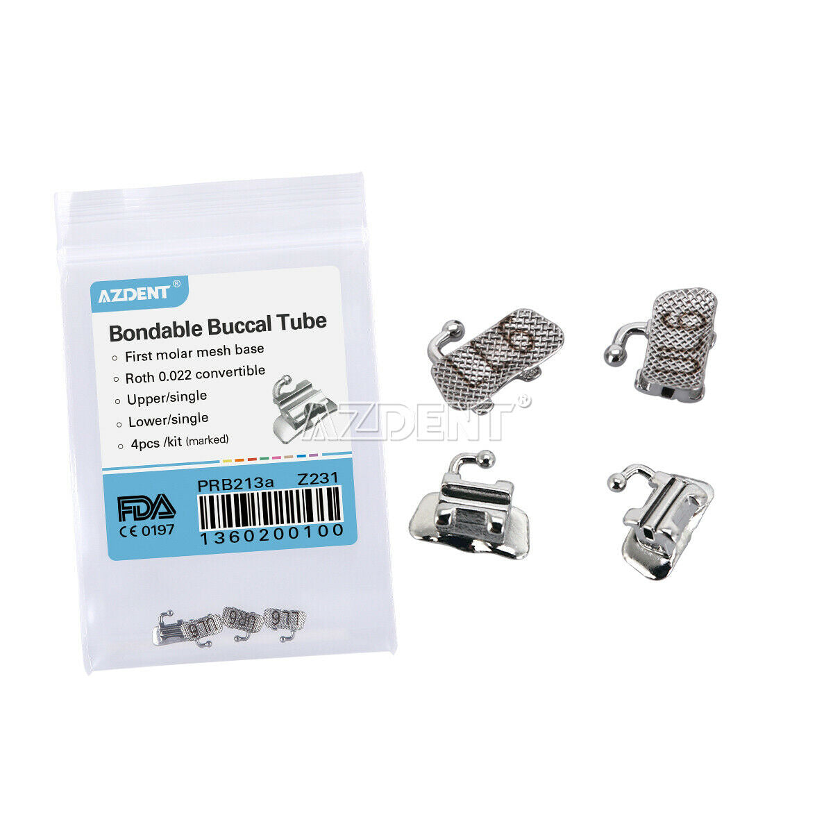 100 X Dental 1st Molar Buccal Tube Roth 022 Bondable Convertible U1/L1 4pcs/kit