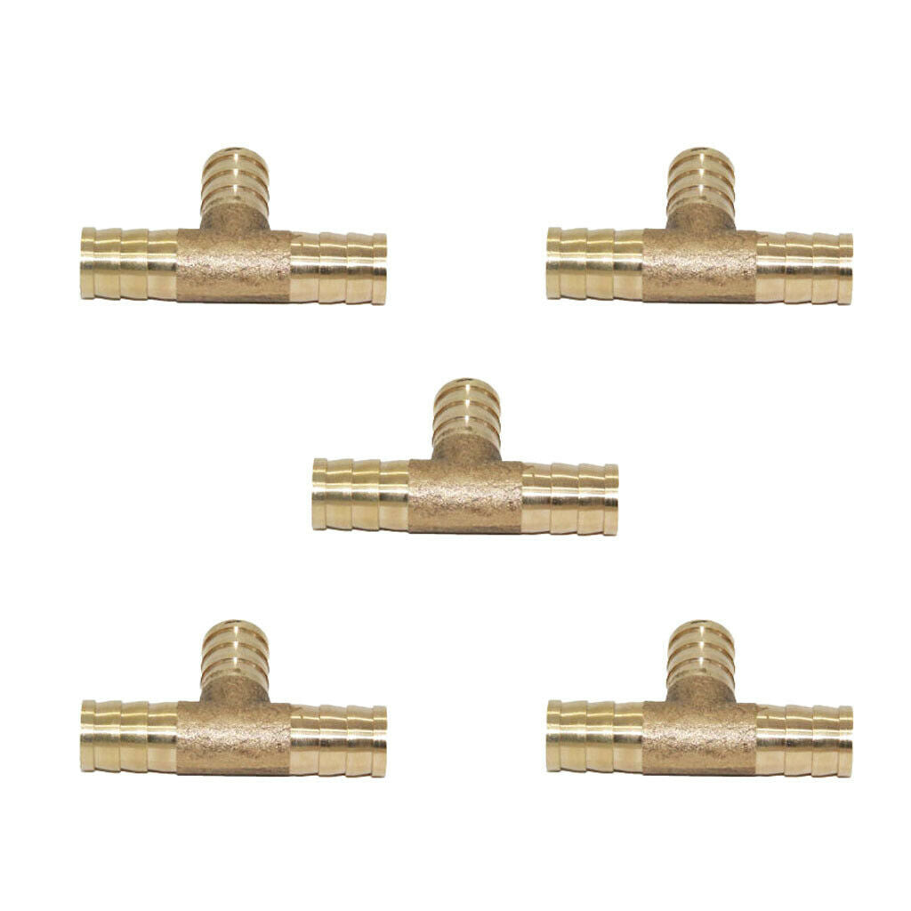 5pcs Brass Barbed Tee T Piece 3-Way Silicone Fuel Hose Joiner Adapter 12mm