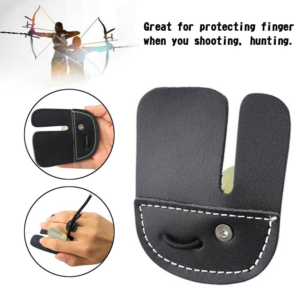 Leather Archery Finger Tab Guard Bowstring Protector Gear Bow Shooting Target CA