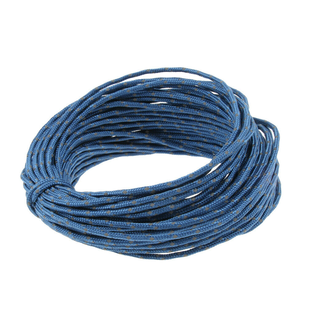 50ft Reflective Tent Rope Clothesline Camping Cord Pakage String 2.5mm Blue