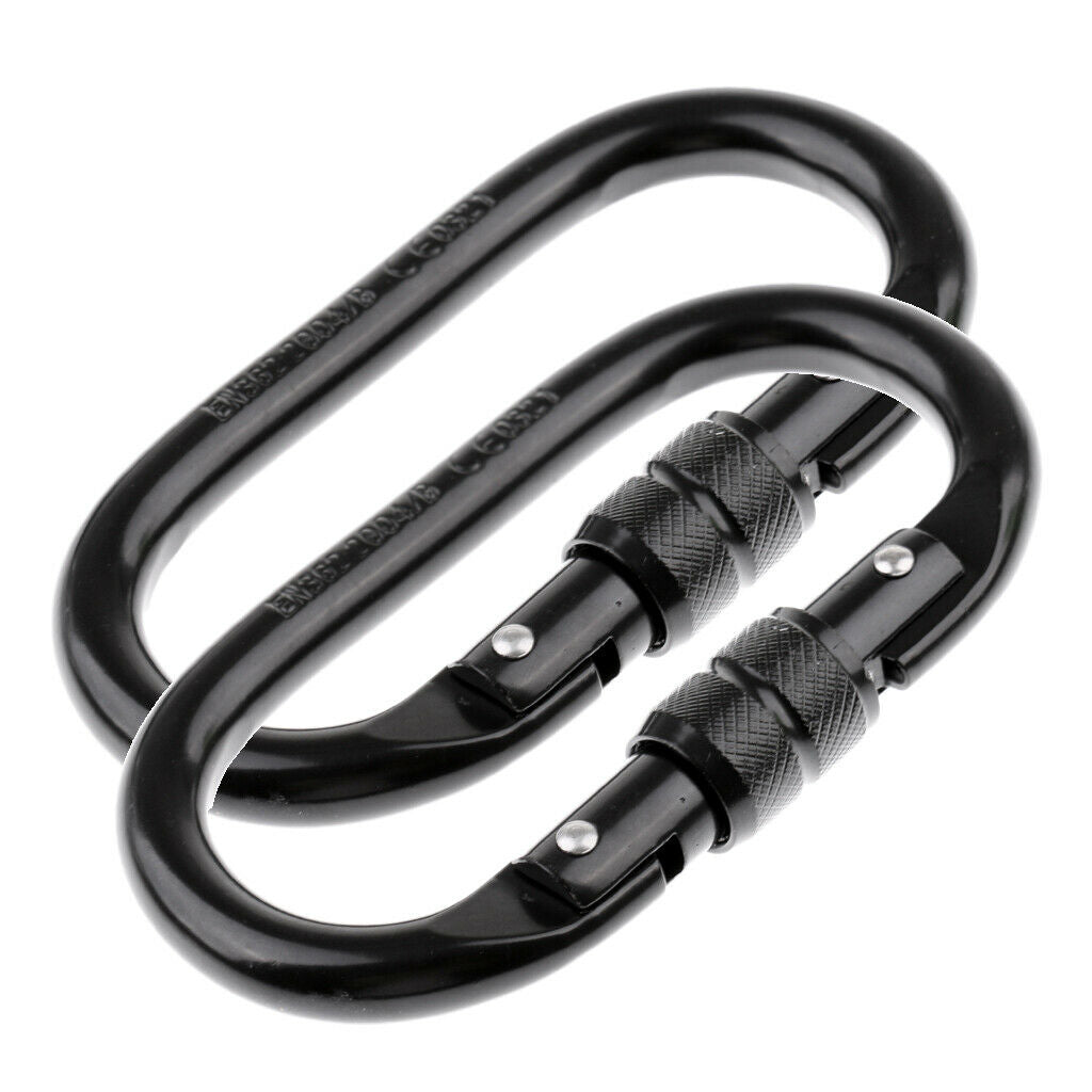 2x 25KN Oval Climbing Screwgate Carabiner For Climbing Hiking Yoga Hammock