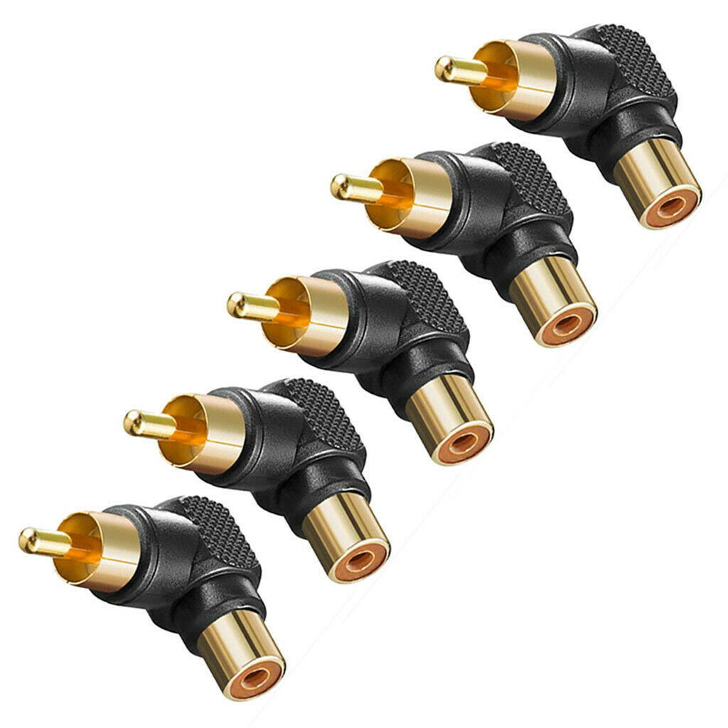 10pcs Right Angle RCA Adaptor Male To Female Plug Connector Audio Adapters