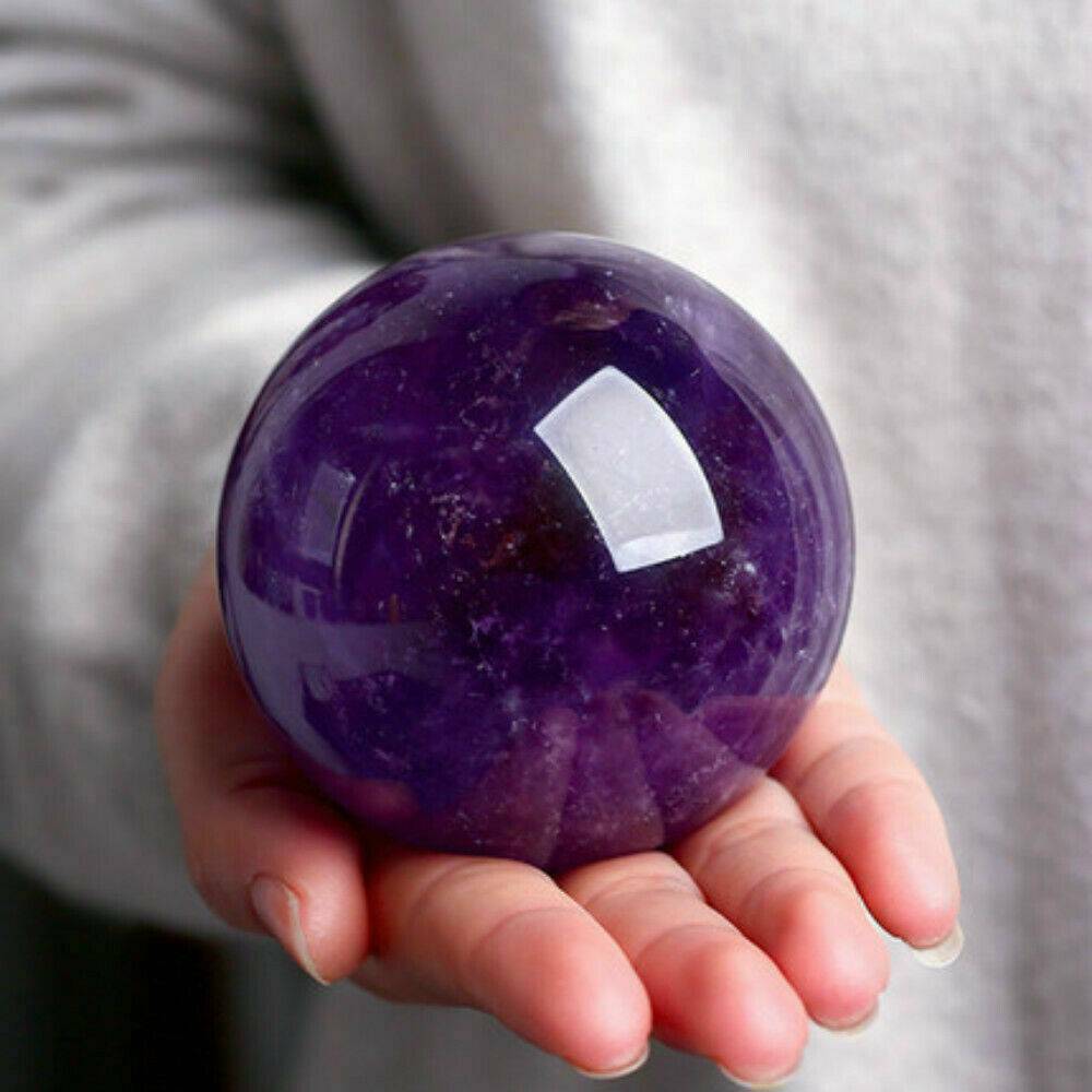 100% Natural Amethyst Quartz Sphere Big Pretty Crystal Ball Healing Purple Stone