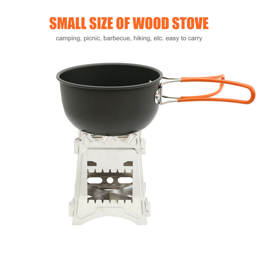 Stainless Steel Firewood Stove Portable Outdoor Picnic Camping Cooking Tool @