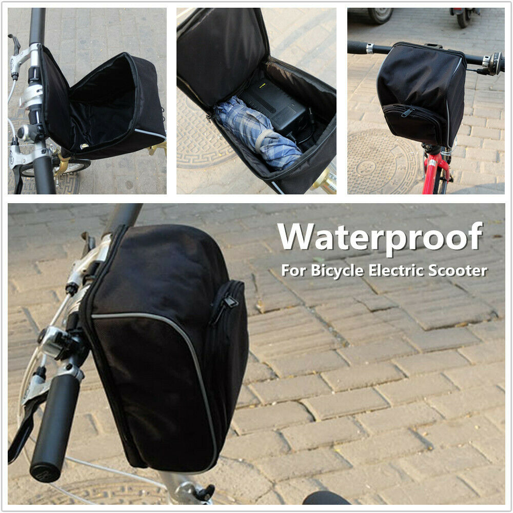 1x Bicycle Electric Scooter Waterproof Storage Front Handlebar Hanging Bag Black