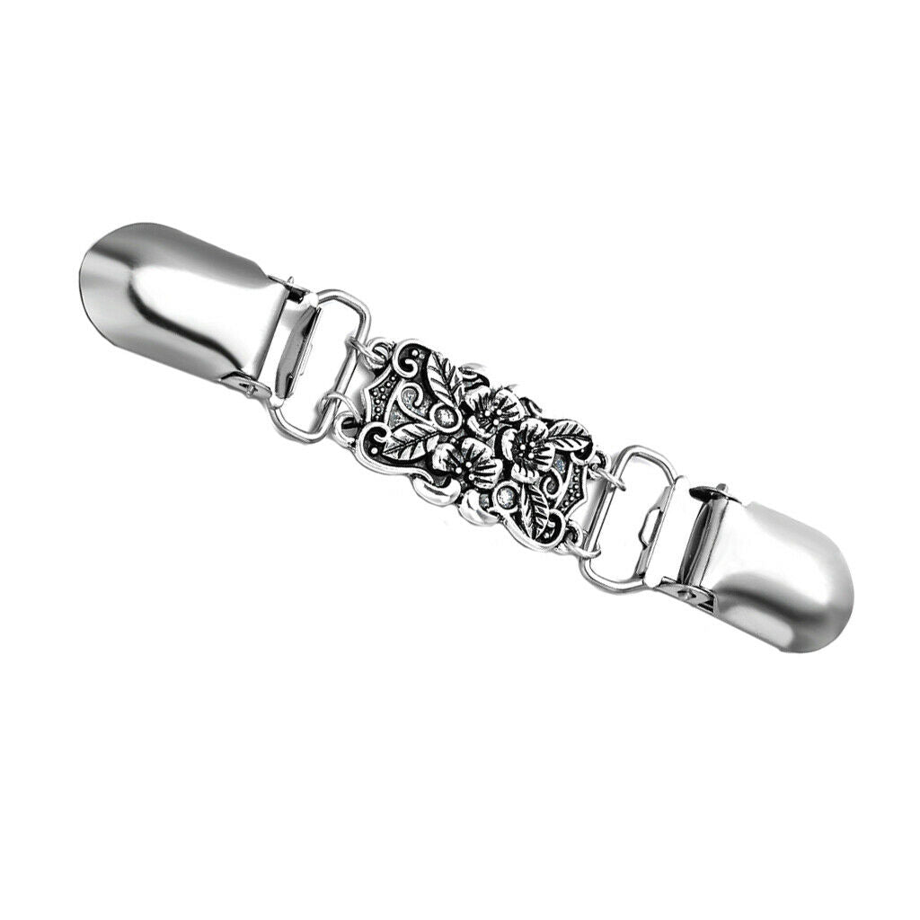 Retro Brooch Clip Shawl Scarf Cardigan Sweater Brooch Clips Flower and Leaf