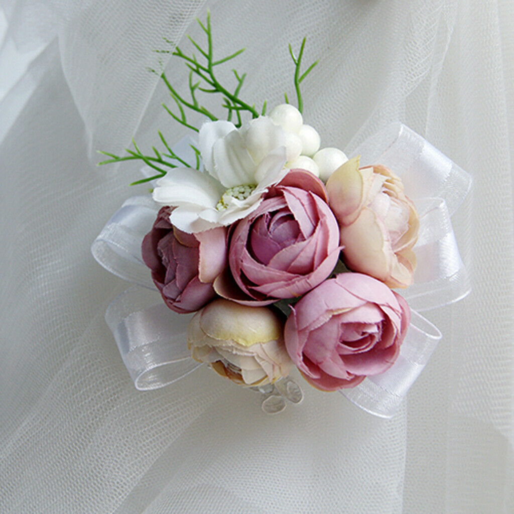 Bridesmaid Wedding Flower Corsage Stretch Bracelet for Fancy Wedding Party