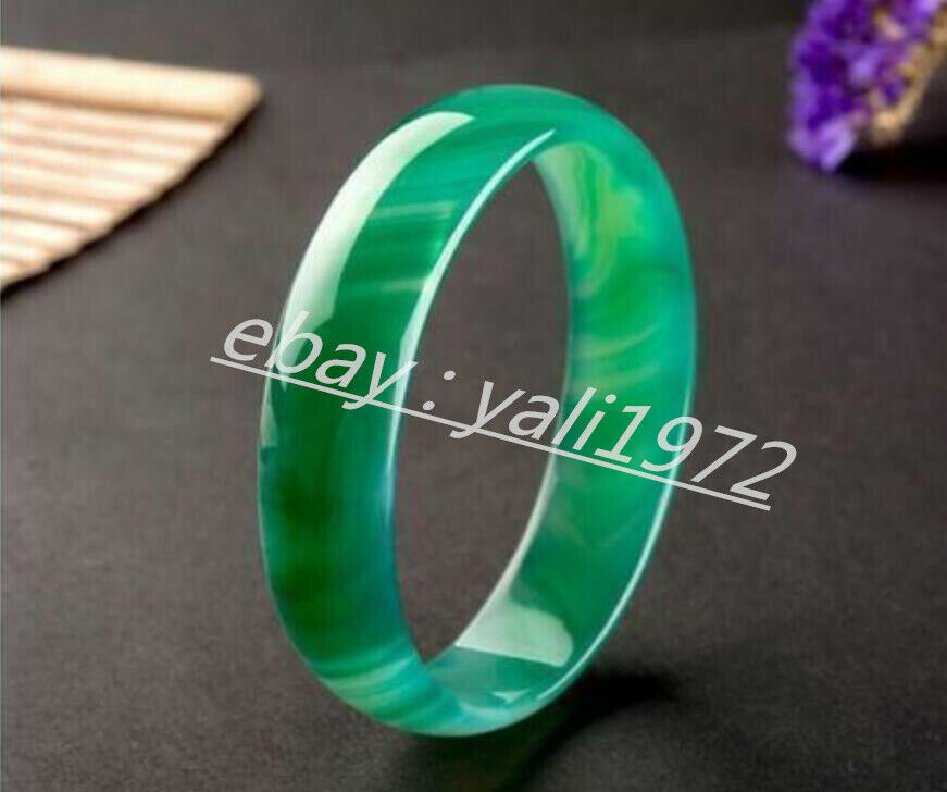 100% Natural Beautiful A Grade Green Agate Chalcedony Bangle Bracelet 58-60mm