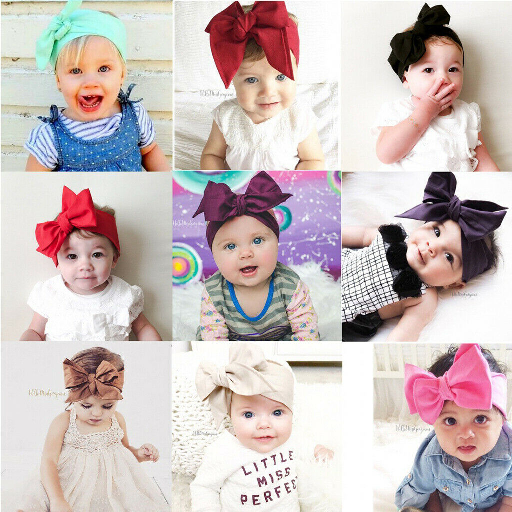 Baby Toddler Girl Kid Bow Rabbit Flower Hair Band Turban Headband Yellow