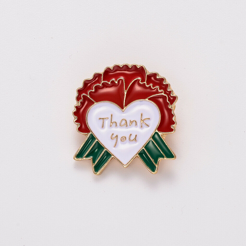 Thank You Heart Floral Alloy Brooch Pin Scarf Buckle Women Girl Jewelry