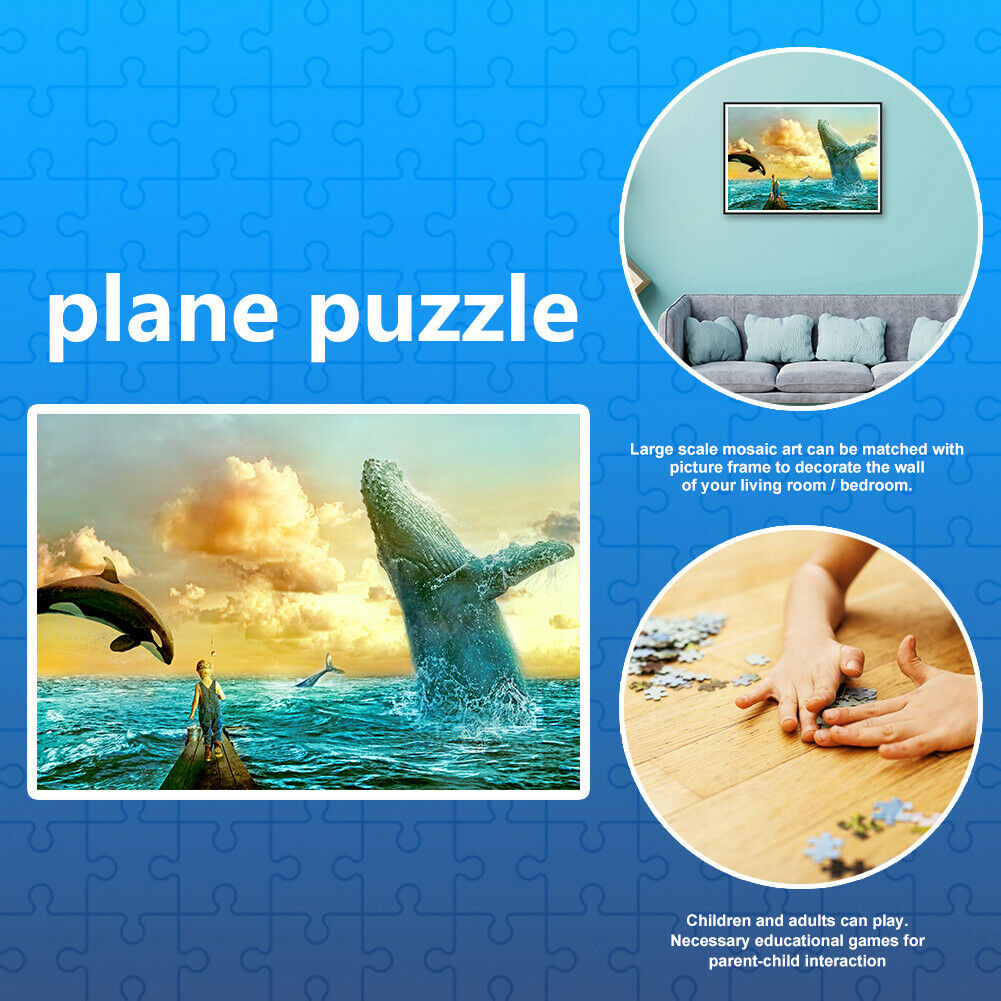 1000 Pieces Fun Cartoon Sea and Boy Paper Puzzles DIY Assembly Jigsaw Toys @