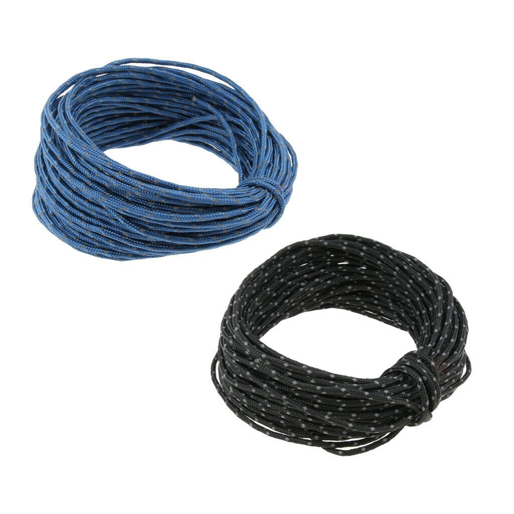 50ft Reflective Tent Rope Clothesline Camping Cord Pakage String 2.5mm Blue
