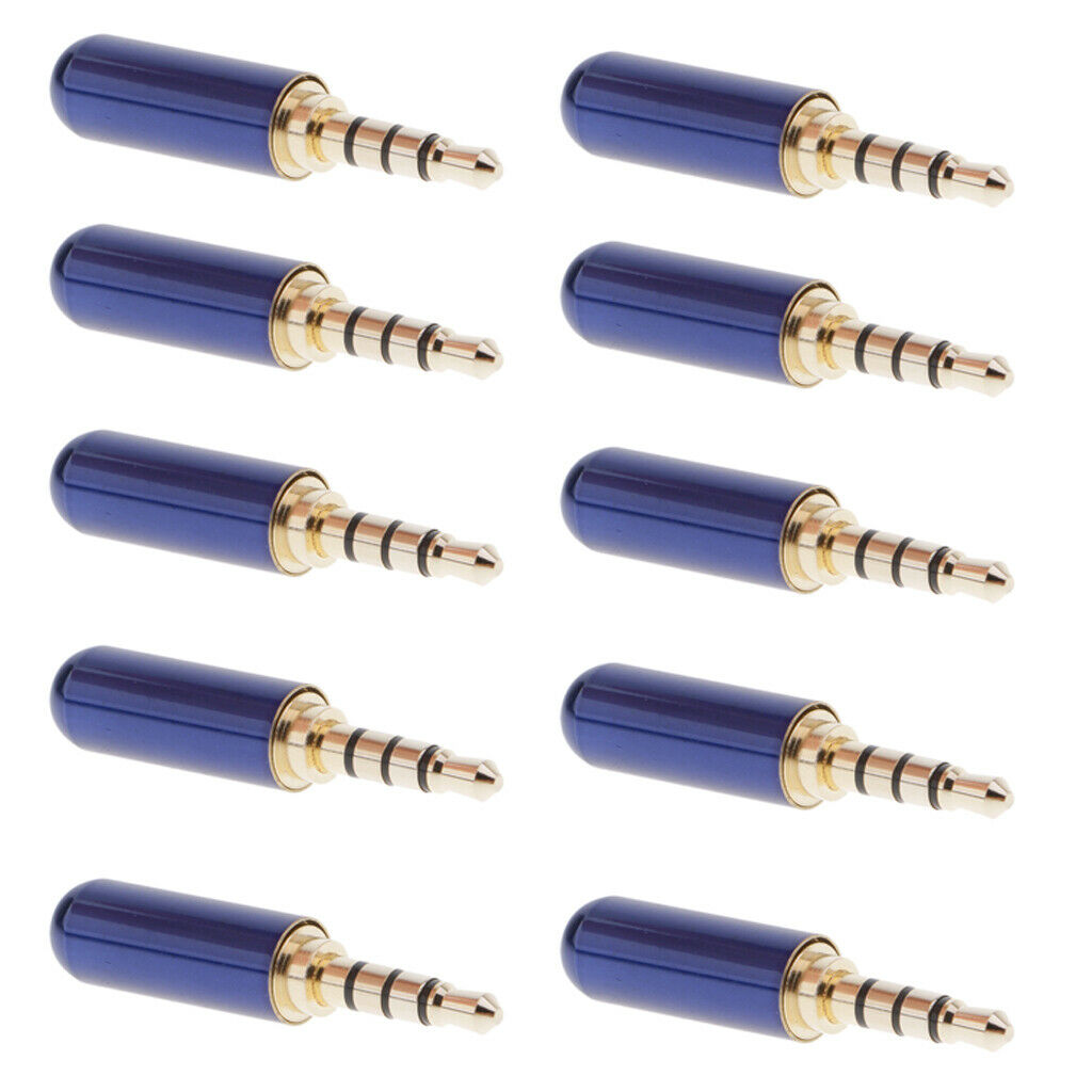 3.5 mm 1/8 "4-pin plug, A / V solder connection, blue, 10-way