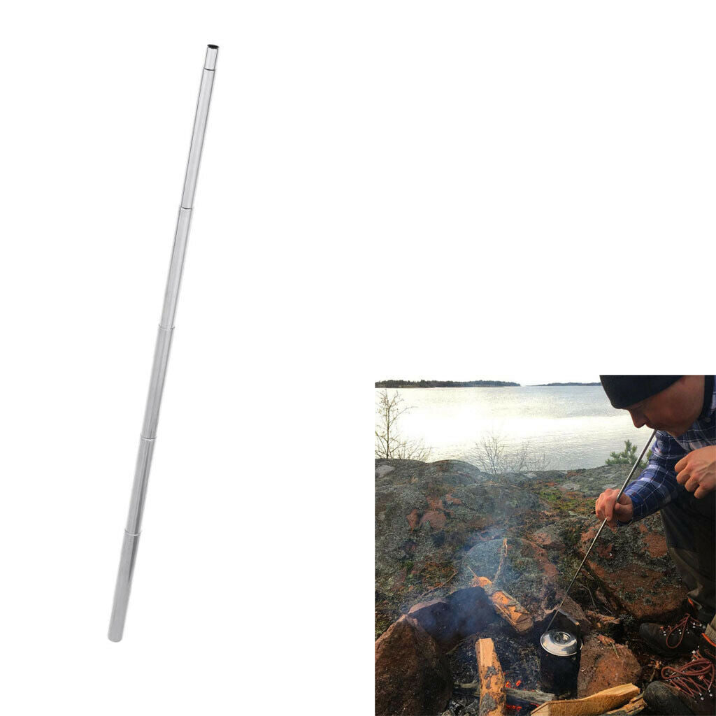 Blow Fire Tube Outdoor Telescopic Camping BBQ Survival Retractable Pipe Tool