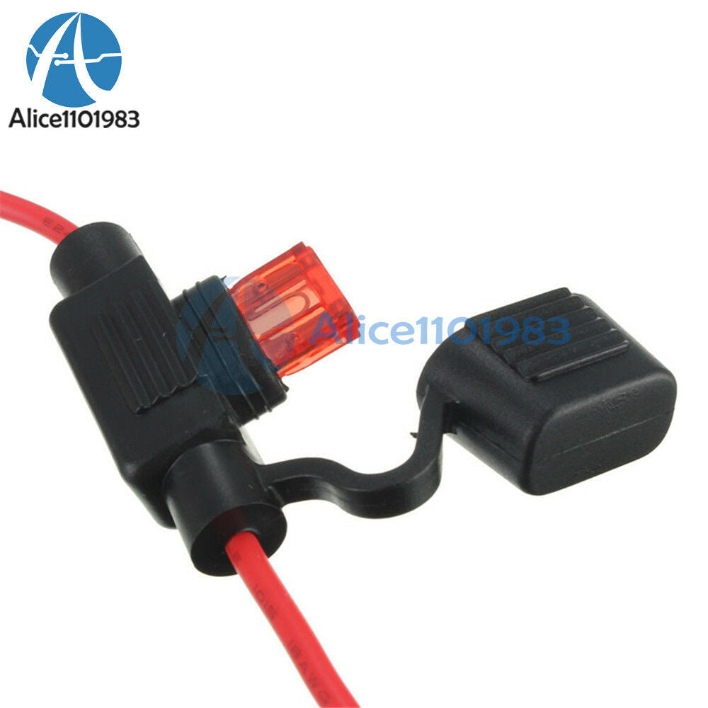 2PCS Waterproof Power Socket Mini Blade Type In Line Fuse Holders with 10A Fuse