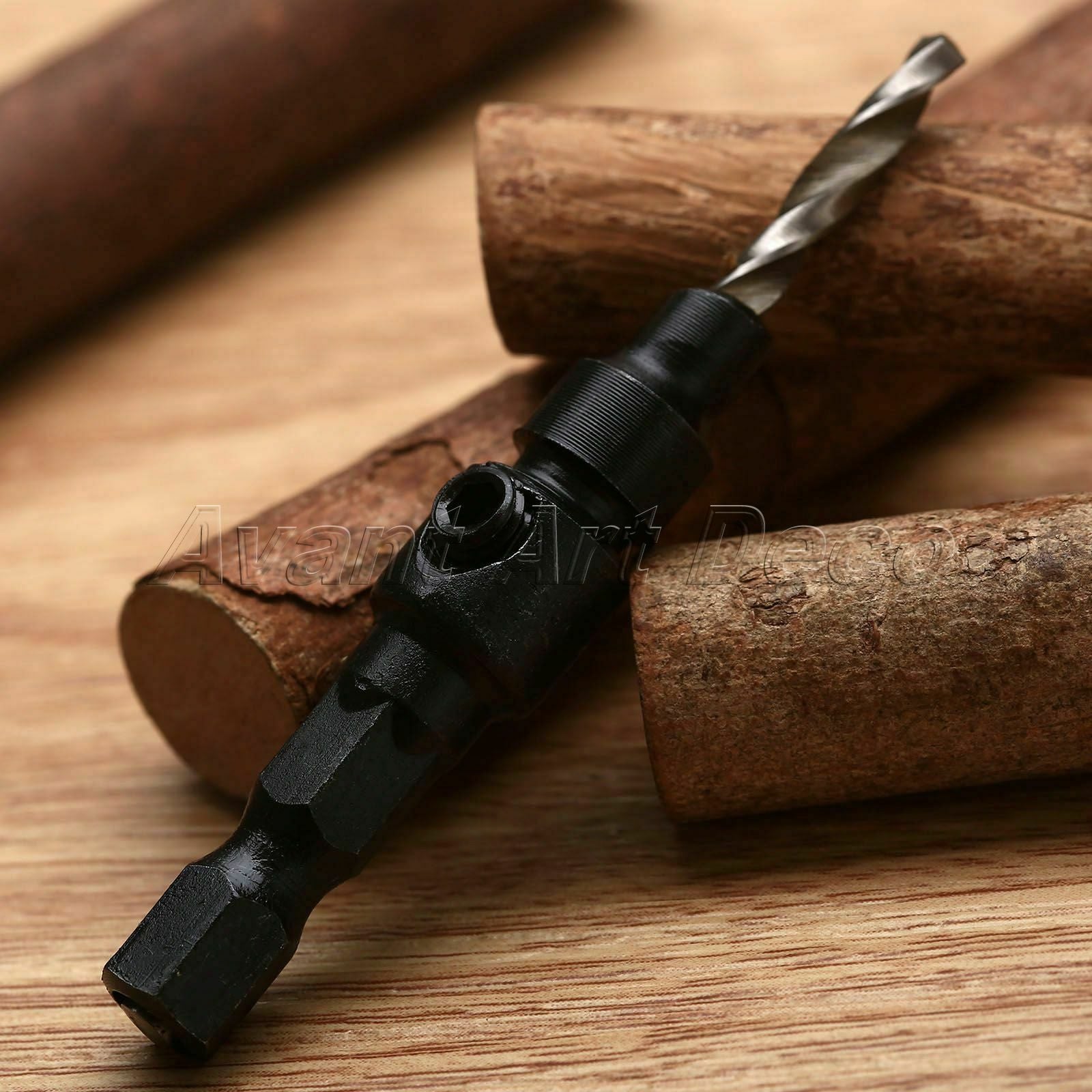 #6 #8 #10 #12 High Speed Steel Wood Countersink Drill Bits 1/4" Hex Shank 4pcs