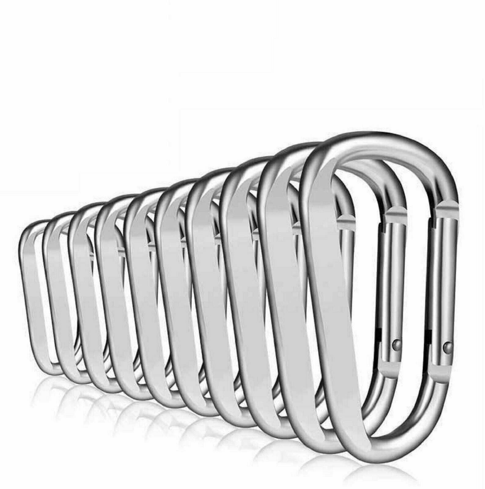 10PCS D Shape Aluminum Carabiner Clip Snap Hook Small Camping Outdoor Hiking