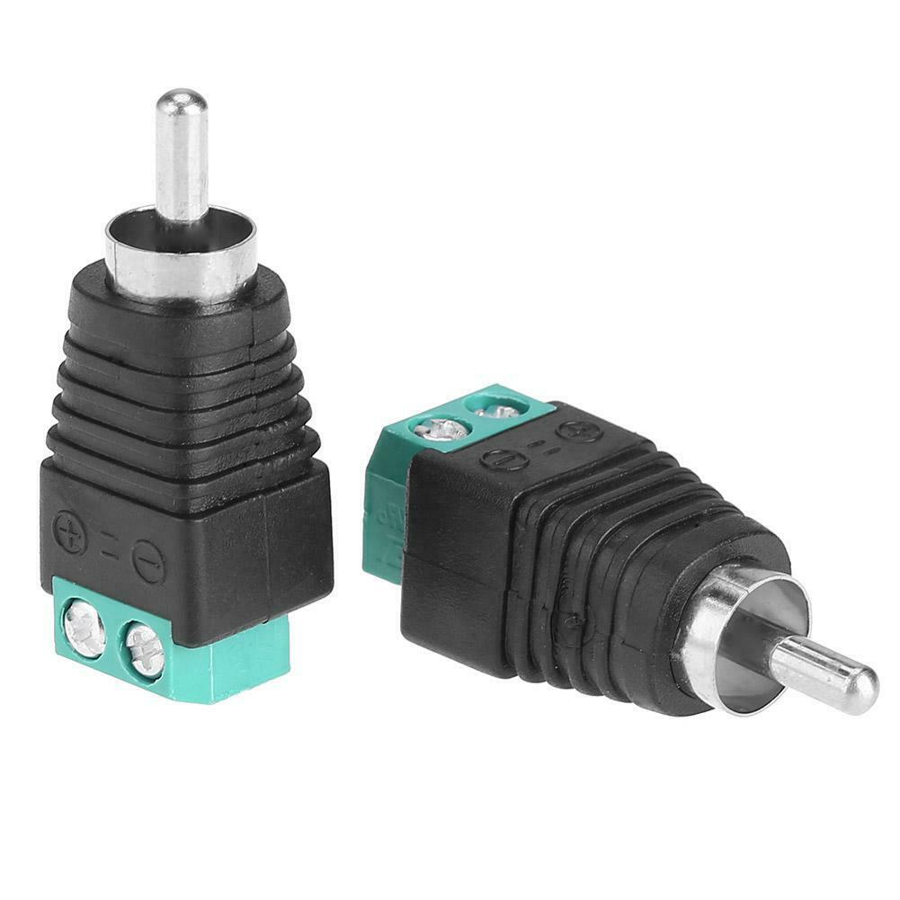 2pcs Speaker Wire Cable to Audio Male RCA Connectors Adapters Jack Plug @