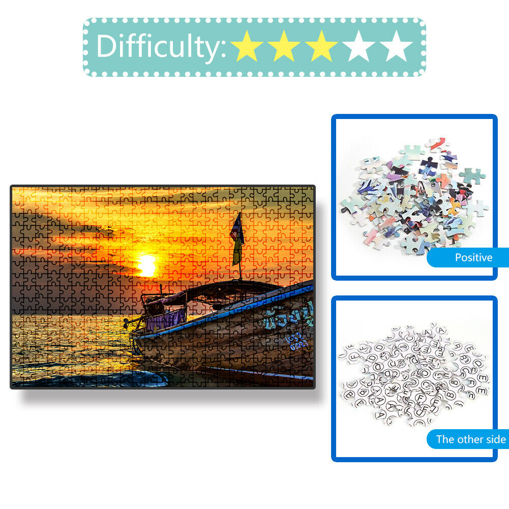 1000 Pieces DIY Paper Jigsaw Puzzle Boat Picture Toys for Reduce Stress @