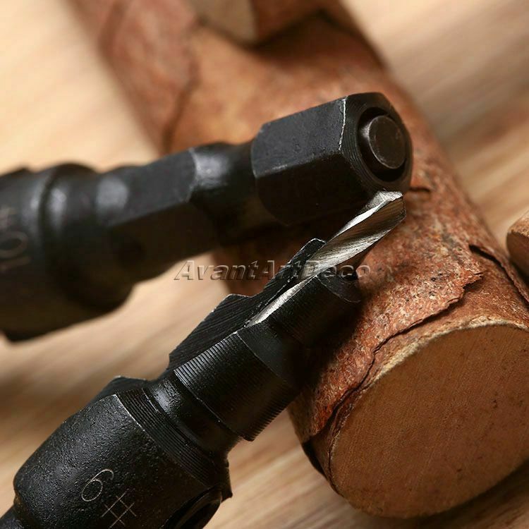 #6 #8 #10 #12 High Speed Steel Wood Countersink Drill Bits 1/4" Hex Shank 4pcs