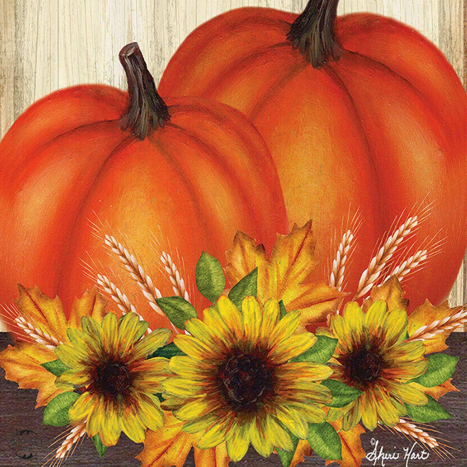 #81A AUTUMN FALL PUMPKIN PAIR SUNFLOWERS LARGE HOUSE FLAG 28X40 BANNER