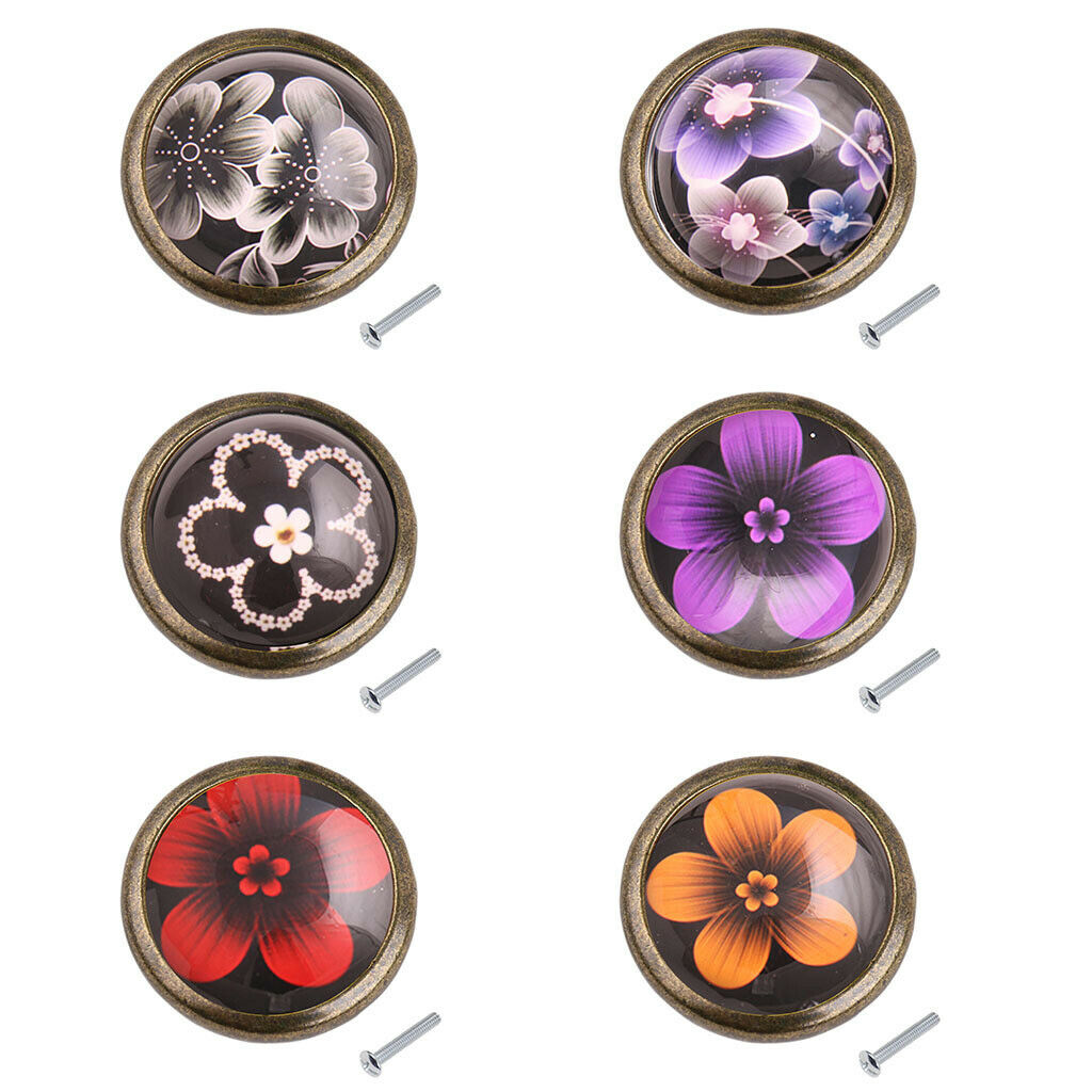Flower Door Knob Cabinet Drawer Closet Bin Cupboard Handle Hardware Decor 4#
