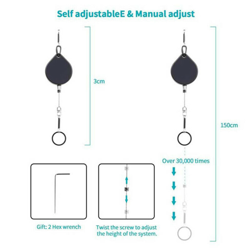 6 Packs Portable VR Cable Management Ceiling Pulley System Heavy Duty Black