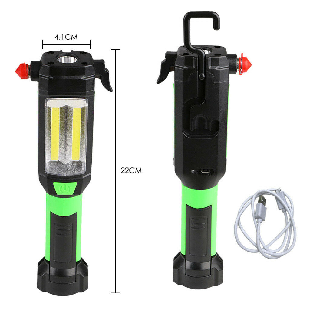 Magnetic Work Light COB LED Flashlight Rechargeable Zoomable Torch Lamp USB