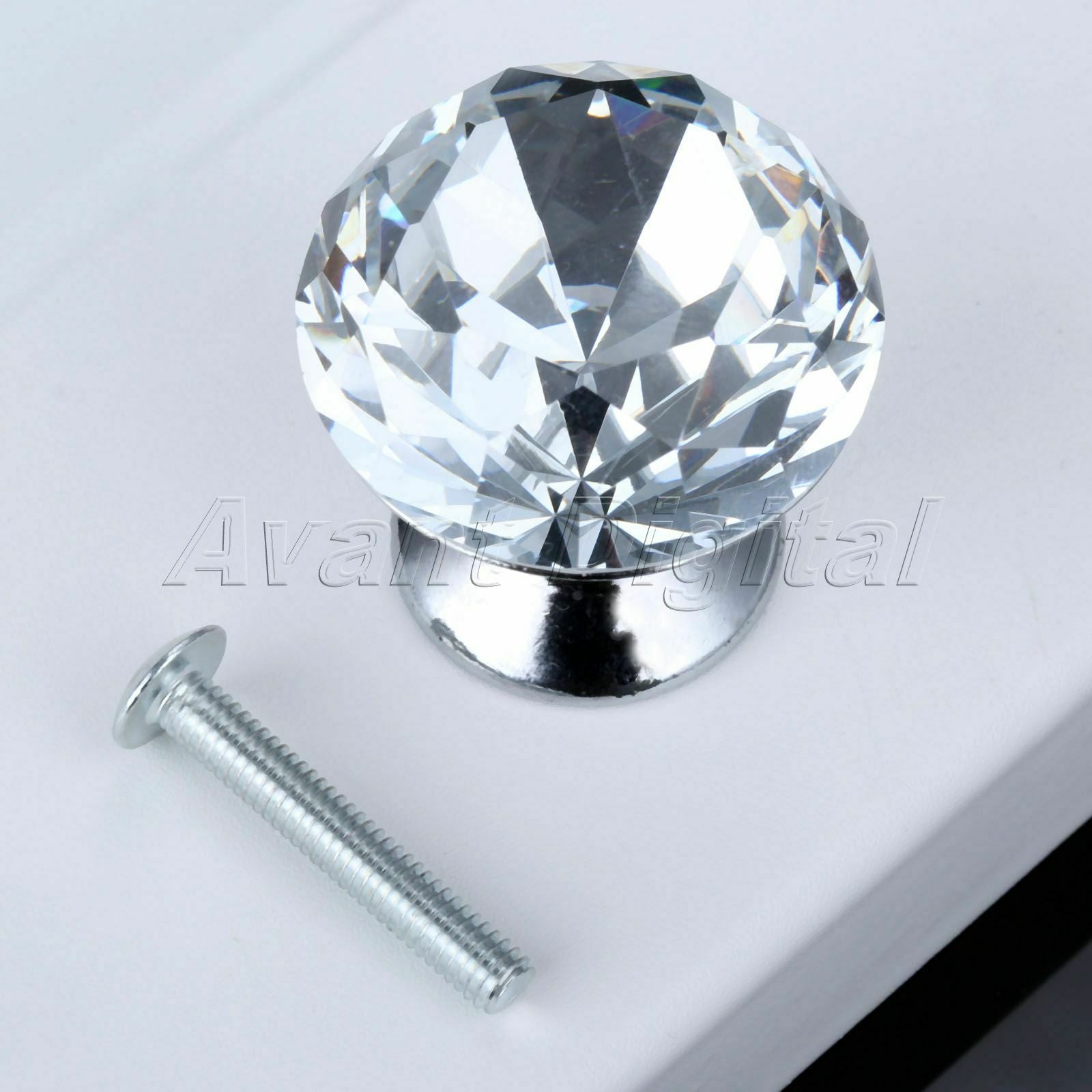 1Pc Clear Diamond Shape Cabinet Glass Handles Door Cupboard Drawer Pull Knobs