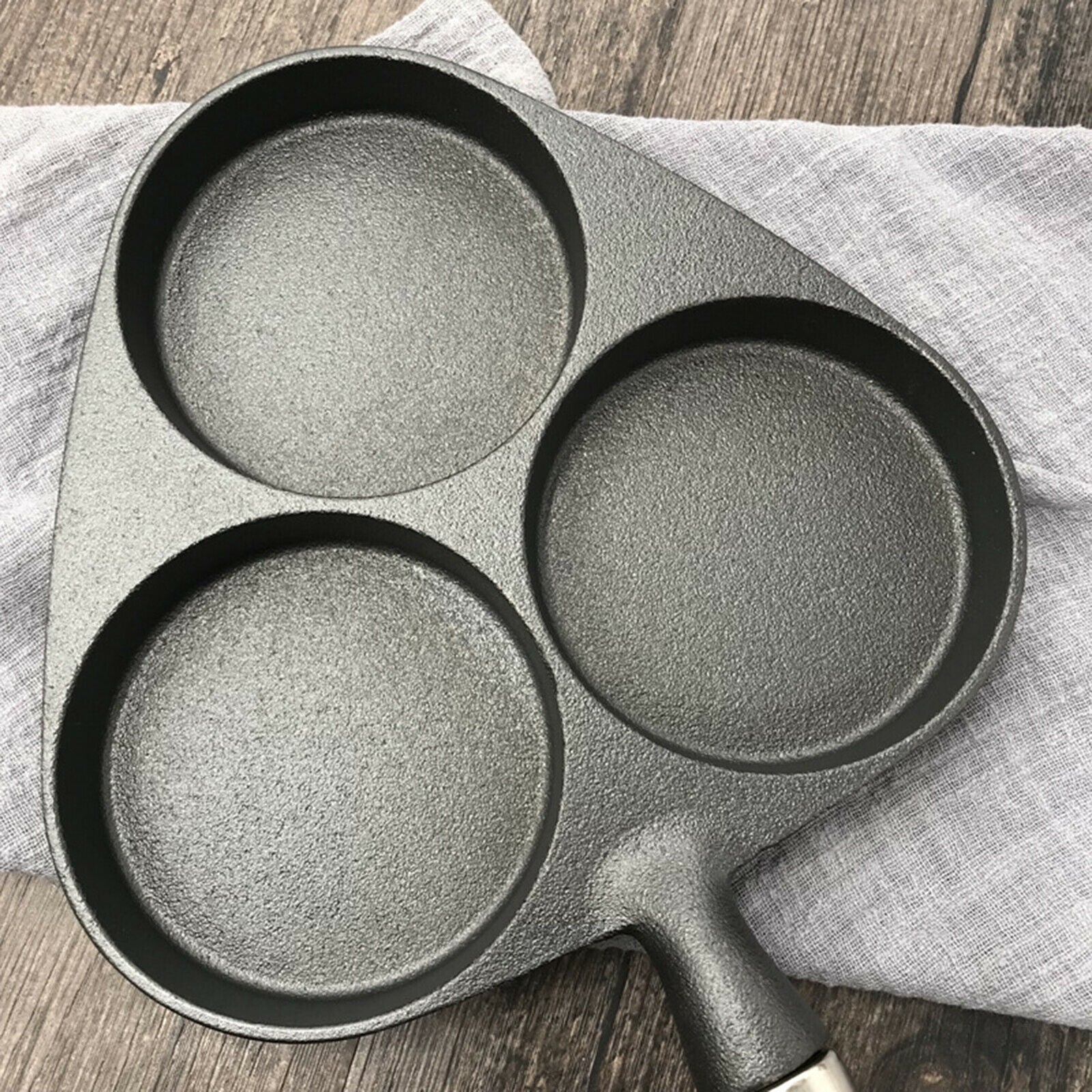 Kitchen 3 Holes Egg Frying Pan Omelet Cooking Pot Gas Stove Fry Cookware