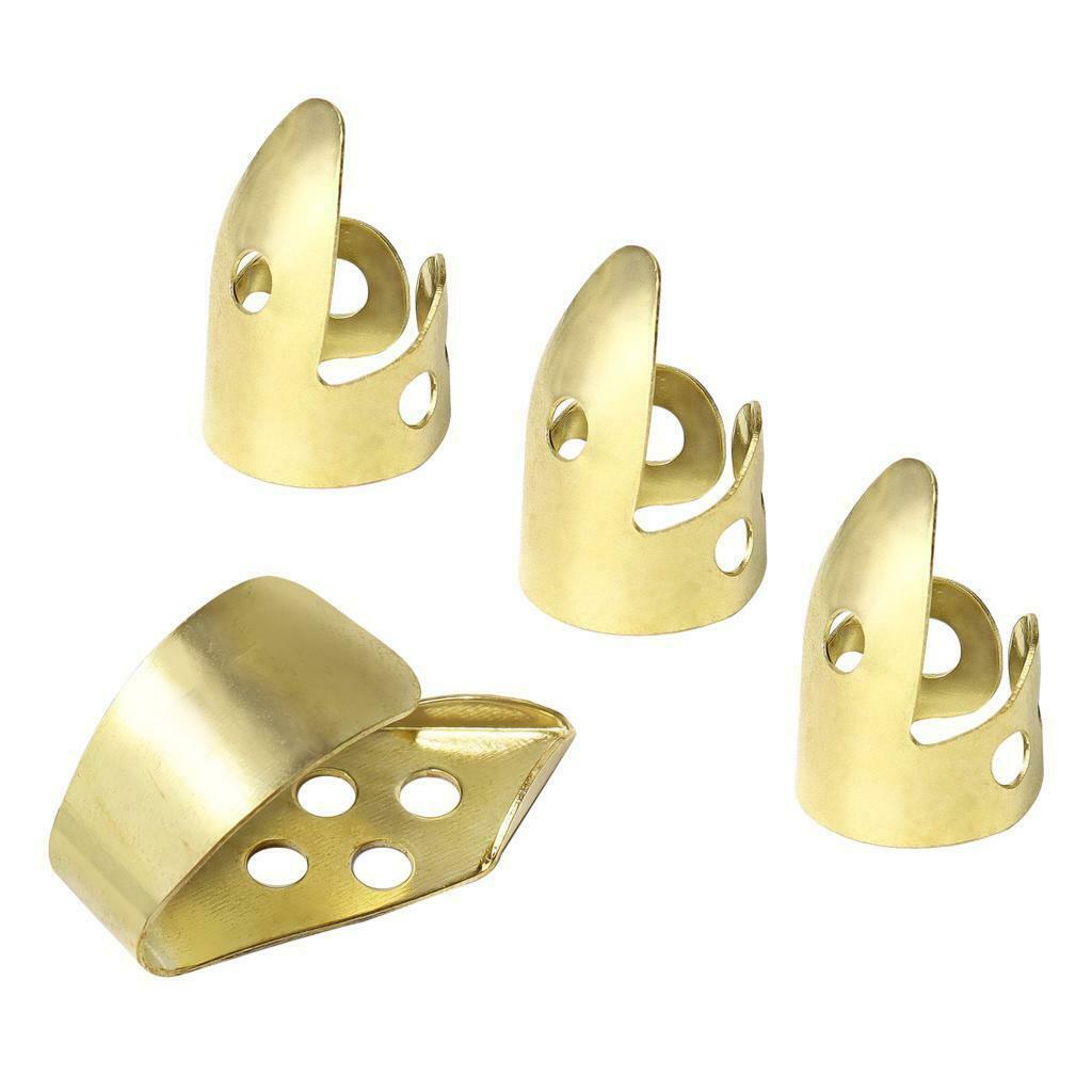 (4x Picks) Finger Picks wThumb Fingerstyle Guitar - Adjustable Size