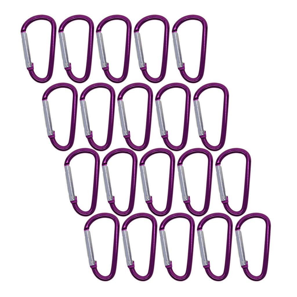 20Pcs Small Carabiner D Climbing Snap Hook Camping Key Chain Lot
