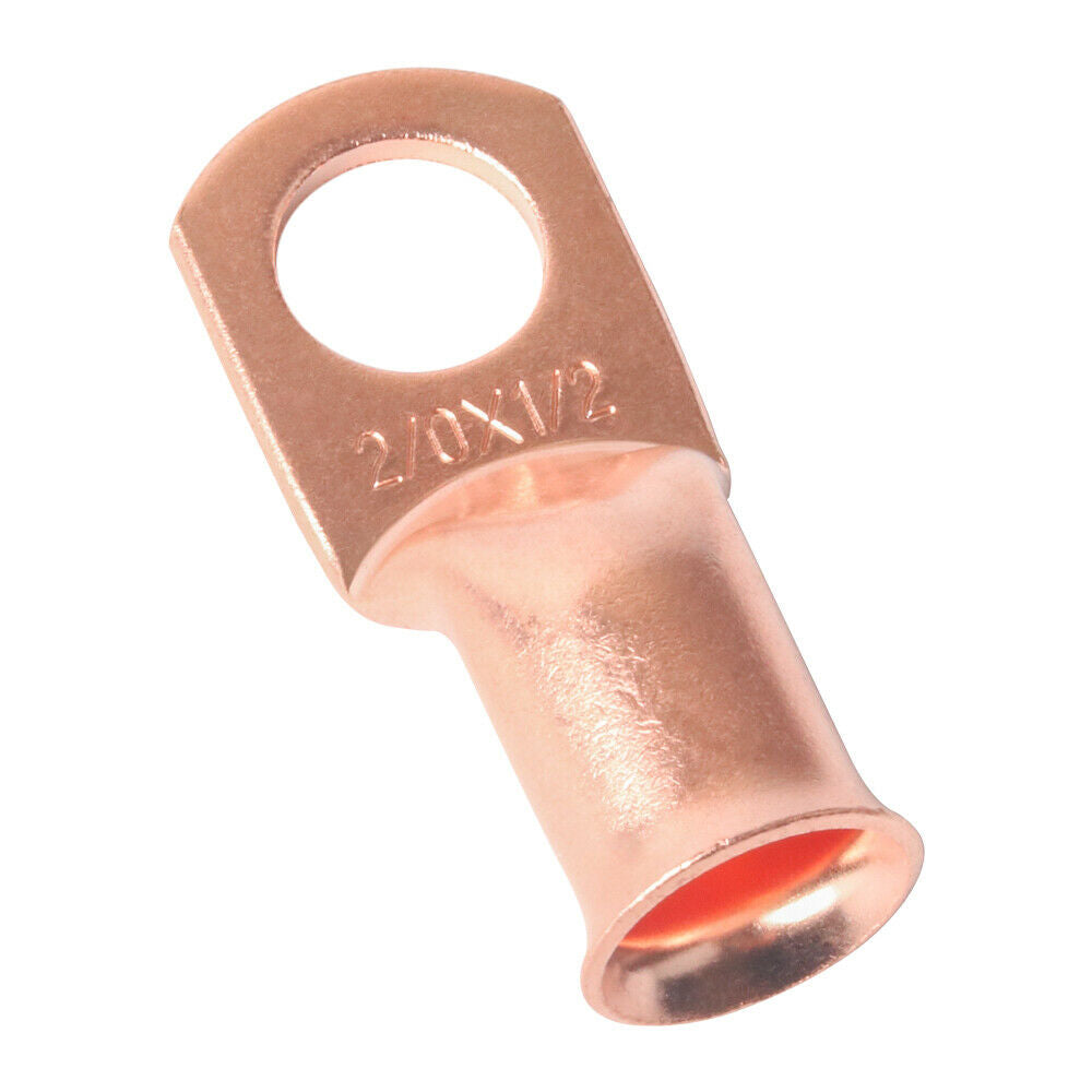(20)2/0 AWG-1/2 Battery Cable Ends Lugs Copper Ring Terminals Wire Connector