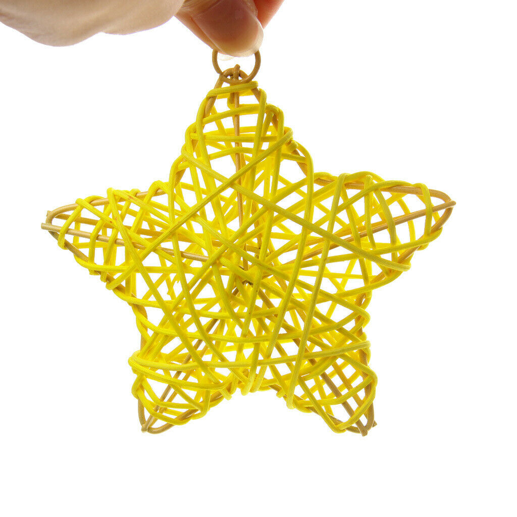 10cm Cane Rattan Decoration Christmas Wedding Ornament Star Yellow