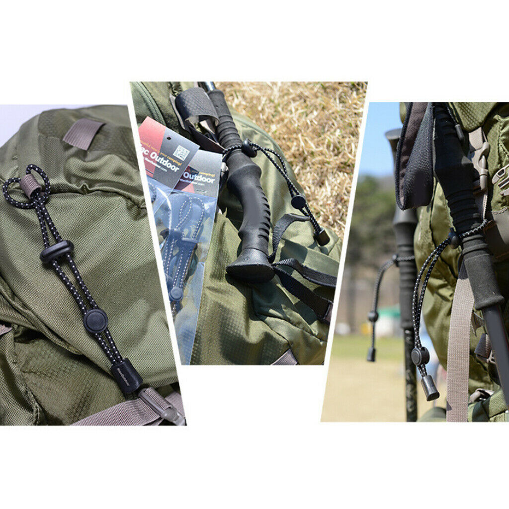 Lots 2 Black Hiking Backpack Stick Holder Walking Pole Fixing 7.5inch Sports