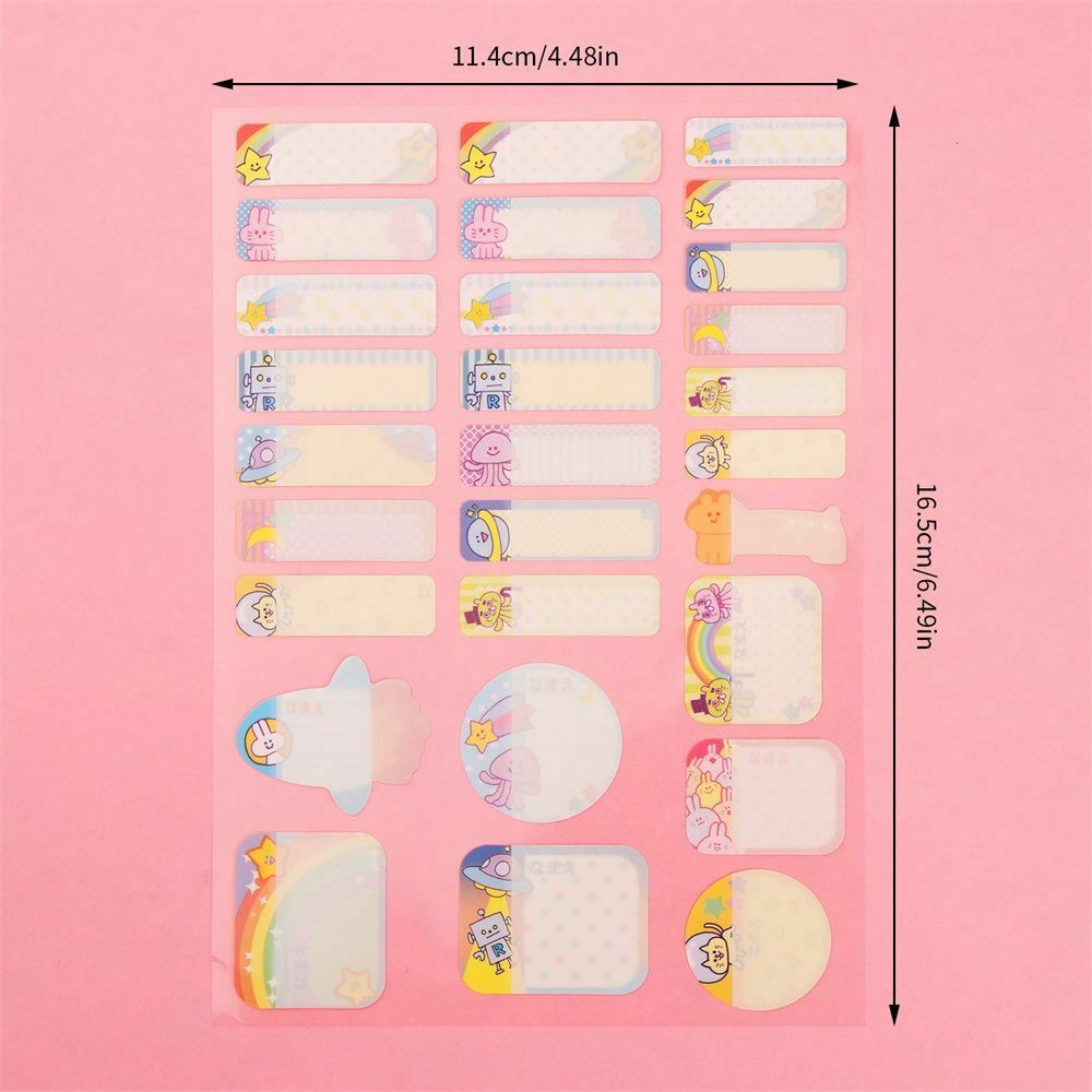 School Supply Cartoon Cute Tag Handwritten Bottle Label Name Stickers