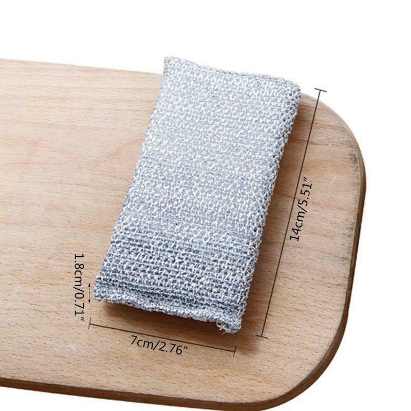 3Pcs/Set Kitchen Scrubbing Sponge Steel Wire Dish Brush Cleaner Scouring Pads