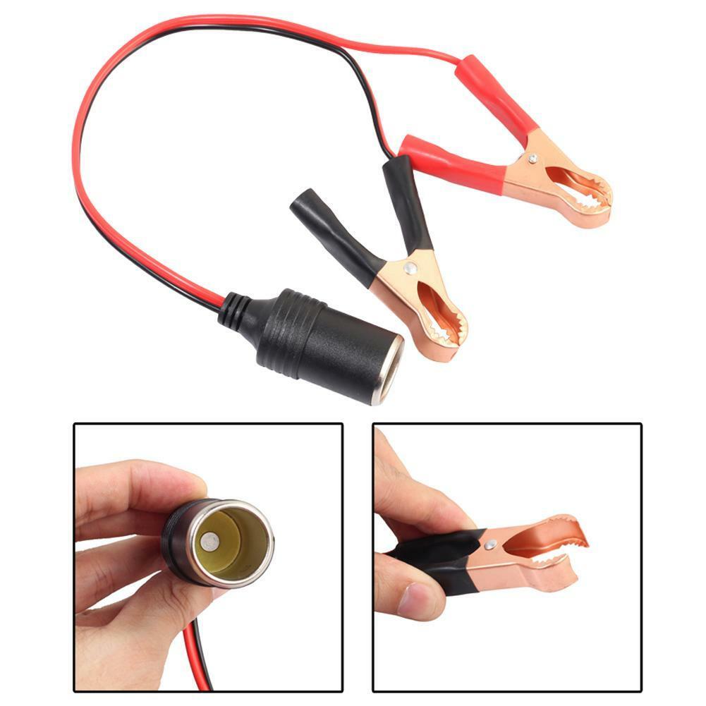 12V Battery Terminal Clip-on Vehicle Car Cigarette Lighter Socket Female Adapter