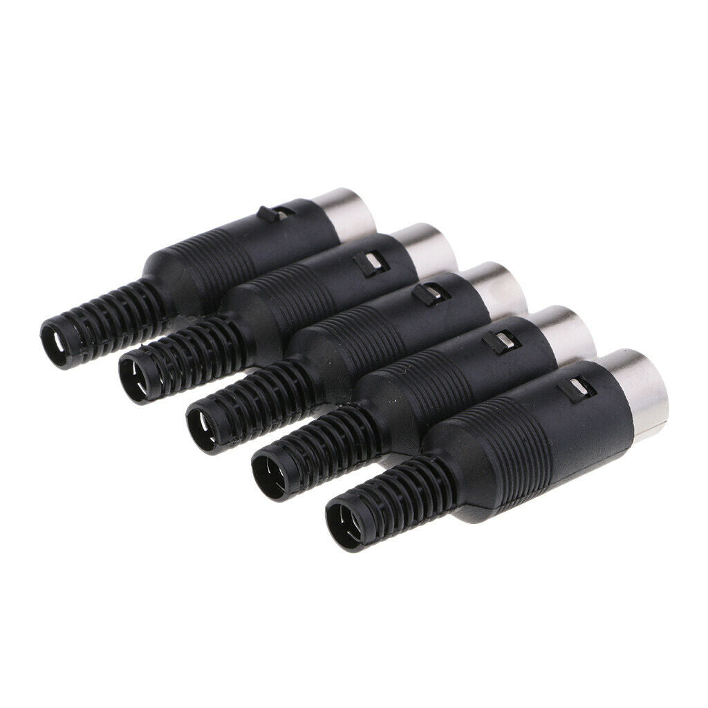5/pack DIN Plug Male   Female Connector with Black Plastic Handle 5-pin