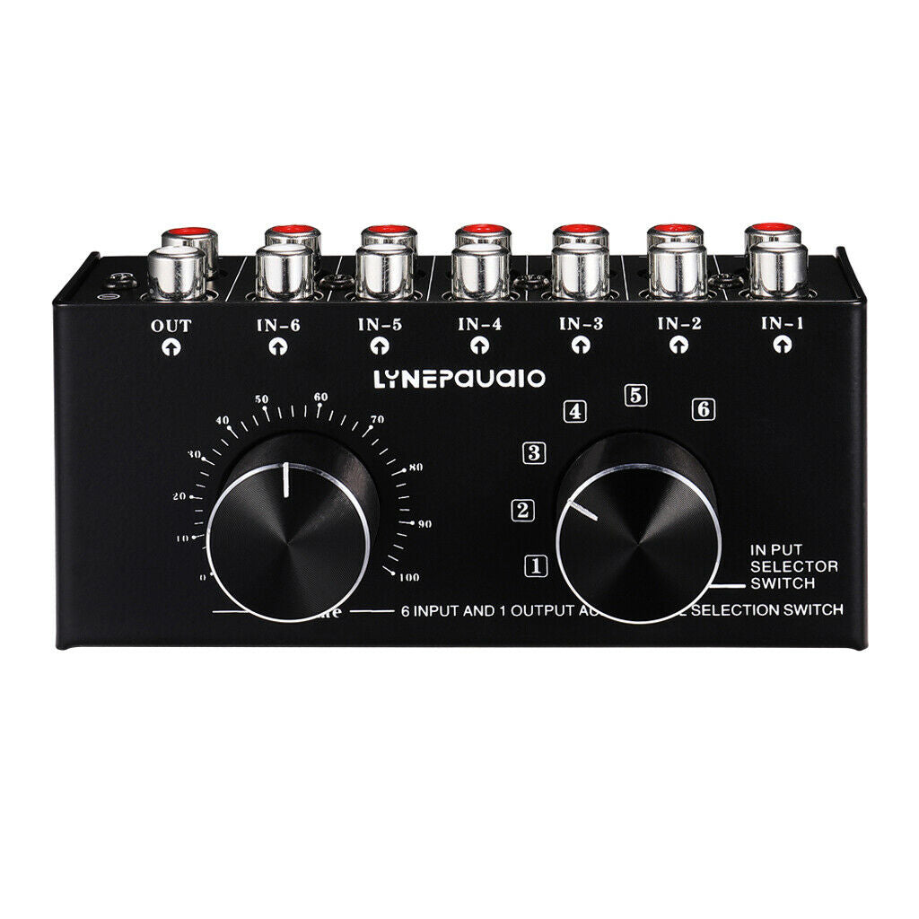 6 Input 1 Output Source Switch Box Switcher Professional Speaker Selector