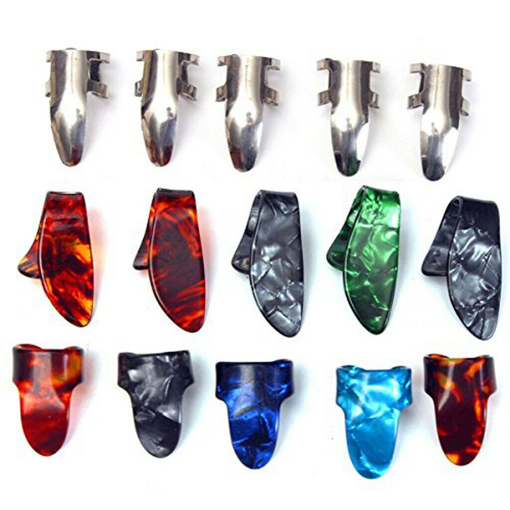 15pcs Stainless Steel Celluloid Thumb Finger Guitar Picks