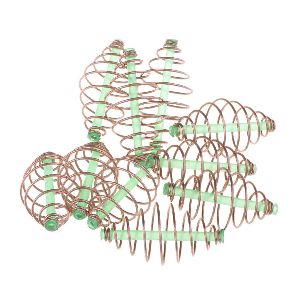 10 Packs Metal Spring Bait Thrower Feeder Coil Bait Cage Spring Fishing