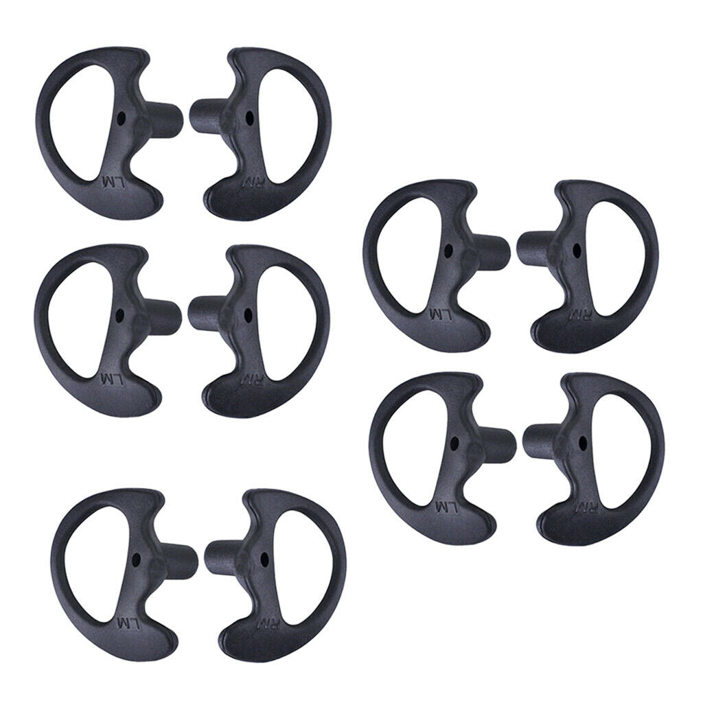5Pair Replacement Earmold Earbuds Ear Plugs For Walkie Talkie Earphone Blk