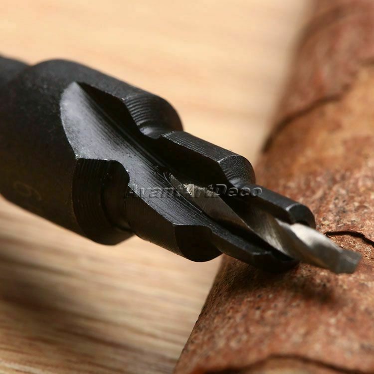 #6 #8 #10 #12 High Speed Steel Wood Countersink Drill Bits 1/4" Hex Shank 4pcs